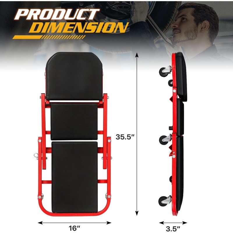 Red reclining dual-purpose fol - Garage Creeper Roller review and price